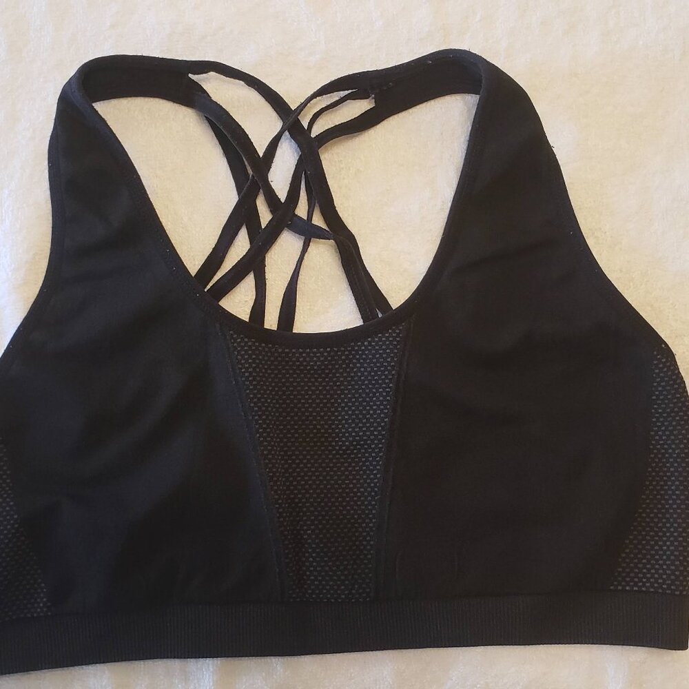 Fabletics Bralette Black with grey blend in center and on back in size M
